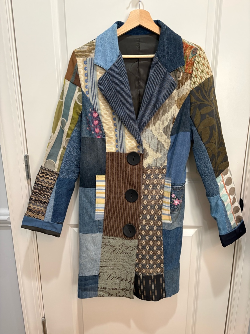 One-of-a-Kind (OOAK) Canadian Artisan Mixed-Media Patchwork Duster Coat